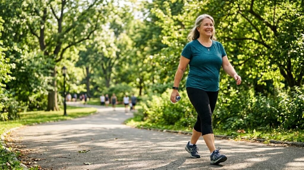 Woman Walking After Weight Loss for Knee Health