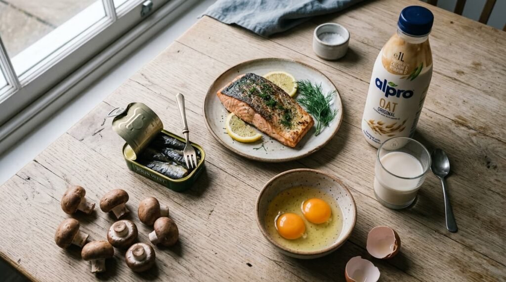 Oily fish, eggs and fortified milk source of vitamin D
