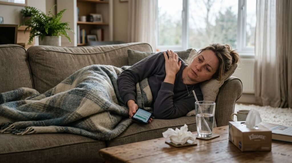 Woman Resting on Sofa with Joint Pain
