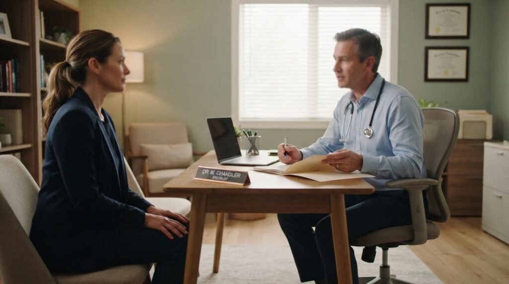 Patient Consulting Doctor About Knee Pain Treatment Options