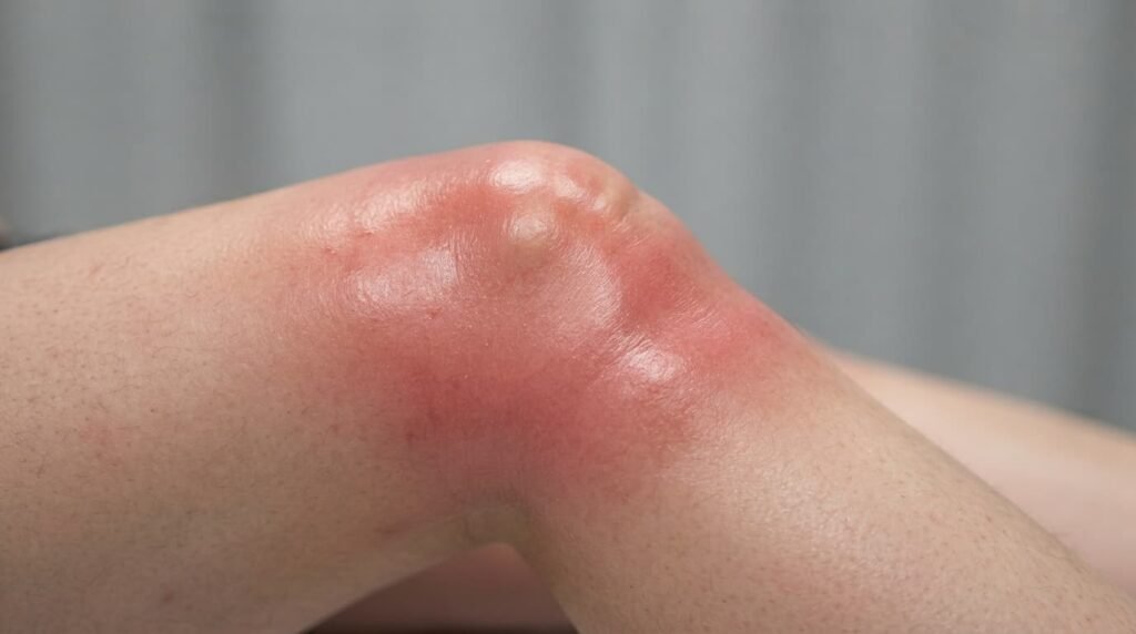 Gout Knee Symptoms Redness and Swelling