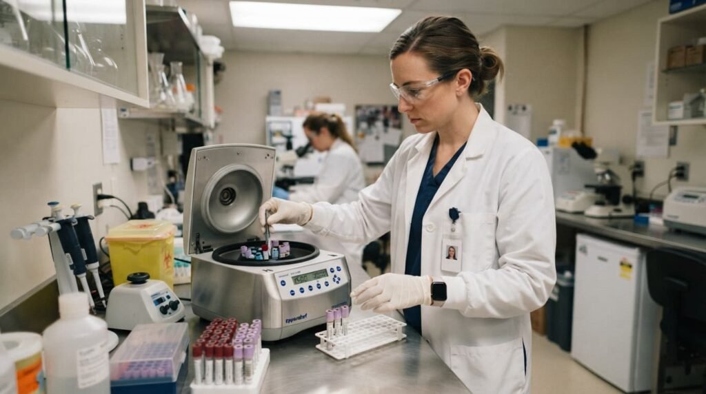 Laboratory processing concentrates the cells used in stem cell therapy for knees.