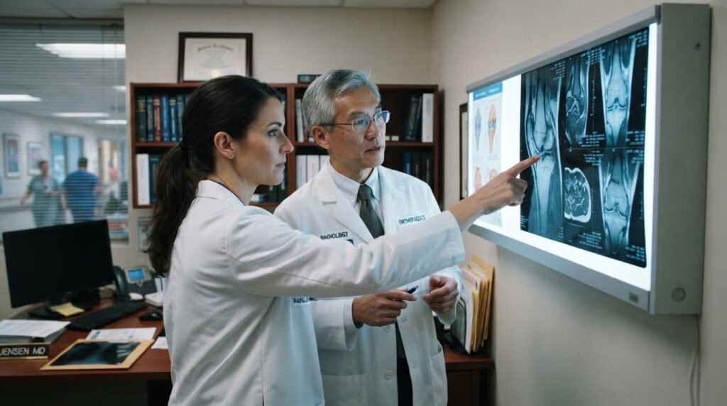 Reviewing MRI Scan for Meniscus Tear Diagnosis