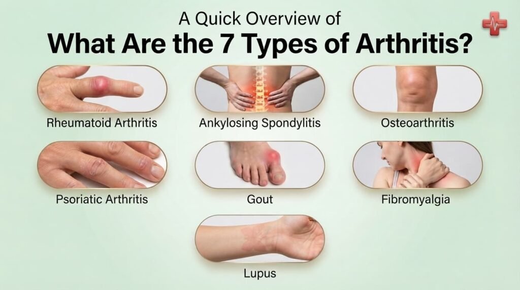 seven types of arthritis and affected joints