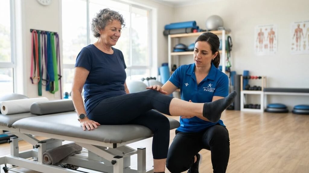 Osteoarthritis Exercise: Leg Raise With Physiotherapist