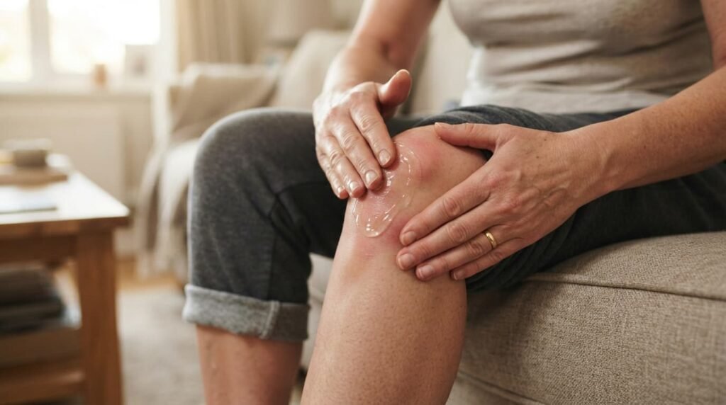 Applying NSAID Gel to Knee for Osteoarthritis Pain Relief