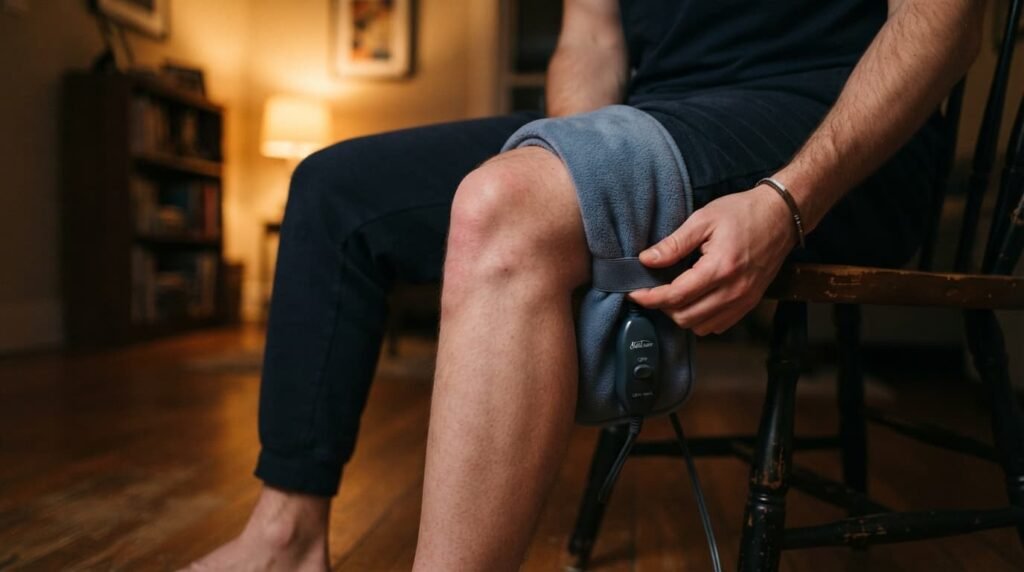 Knee Pain Treatment Using Warm Heat Pad Therapy at Home