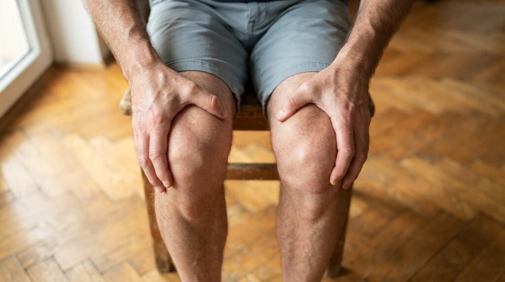 Man Gripping Knees Tightly Due to Knee Pain