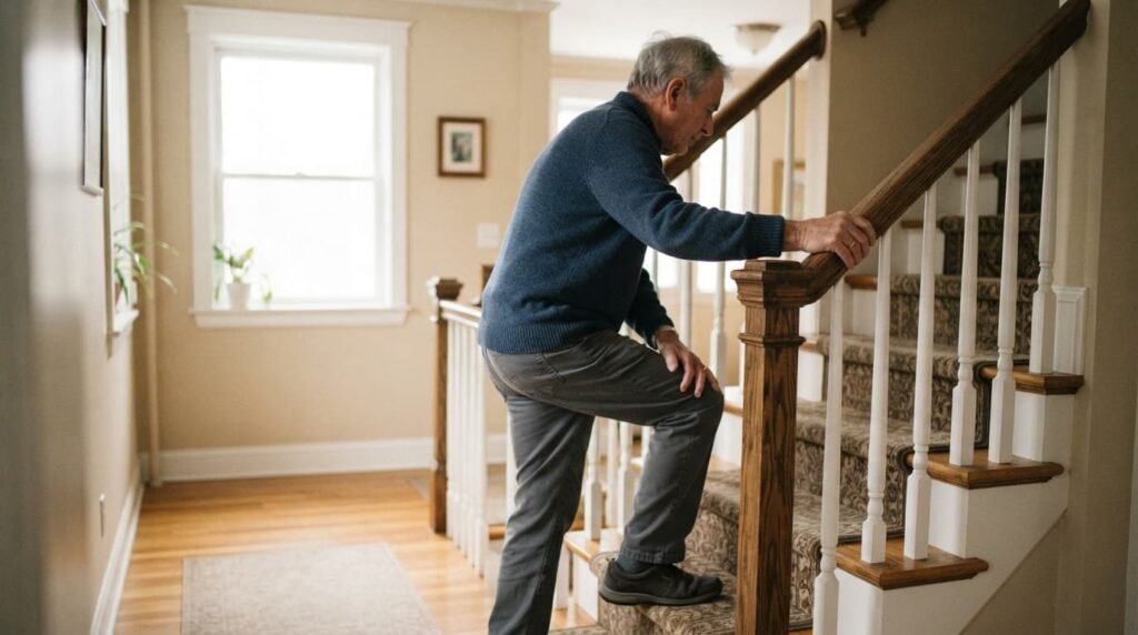 subchondral sclerosis knee osteoarthritis symptom stiffness while climbing stairs