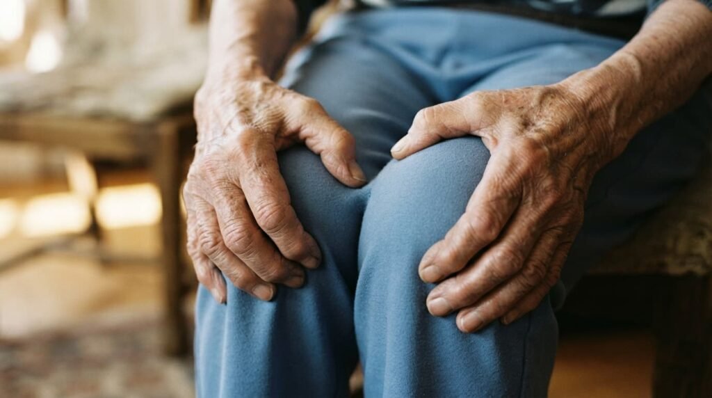 Person Gripping Knee in Pain