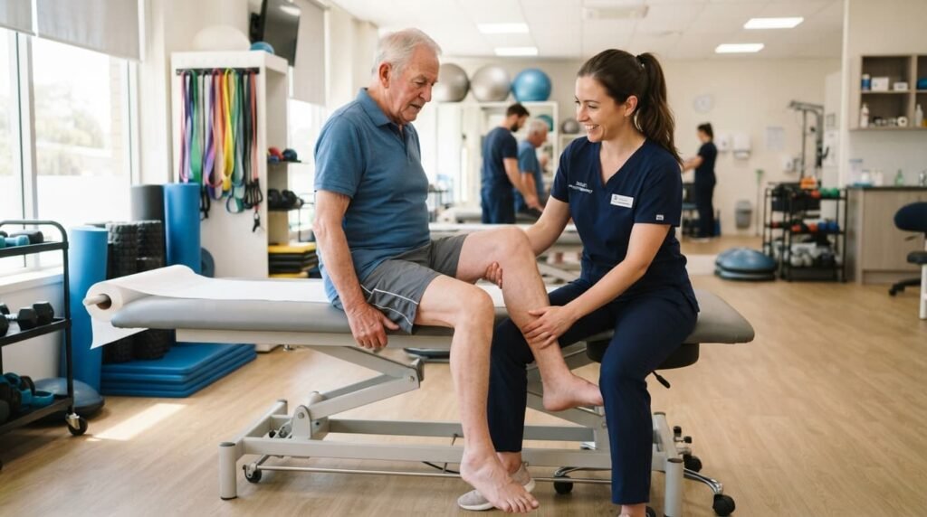 Physical Therapy Session After Knee Replacement Surgery