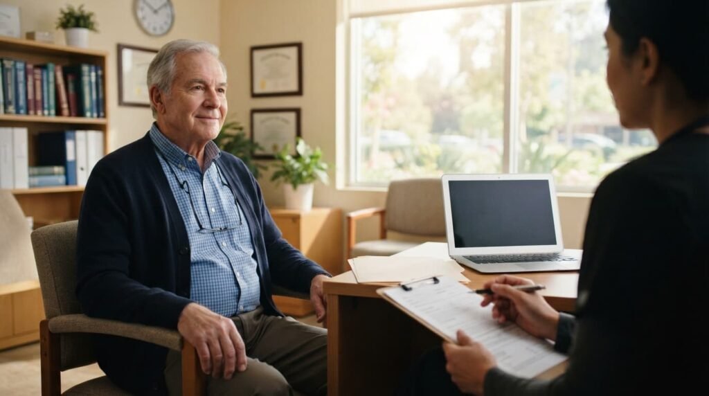 Discussing age and health history for Arthrosamid eligibility