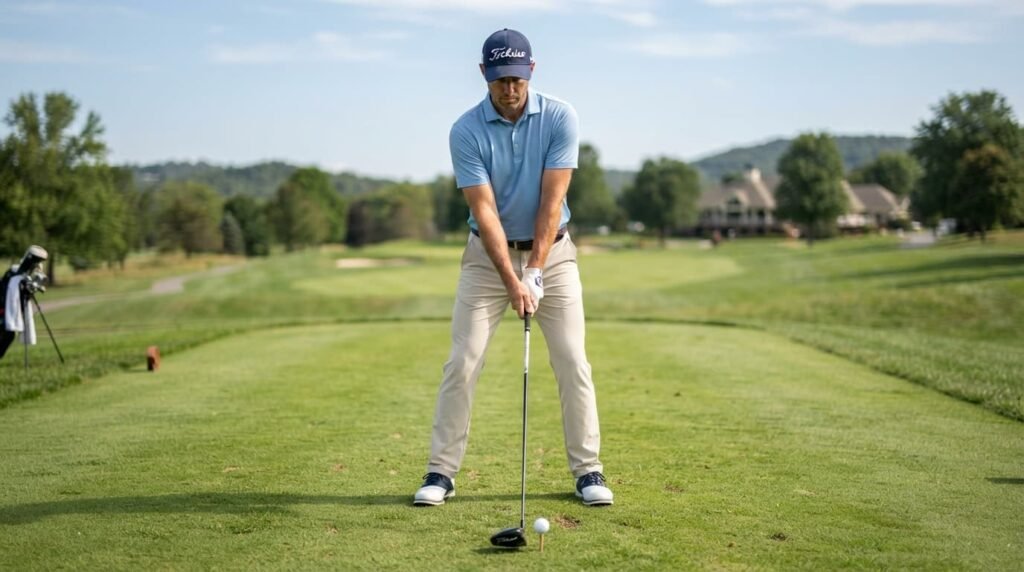 Golfer Setting Up at Address With a Balanced Stance