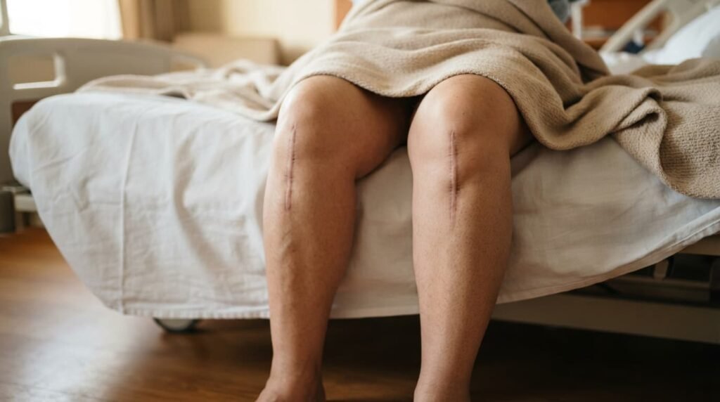 Healed Scars After Knee Replacement Recovery