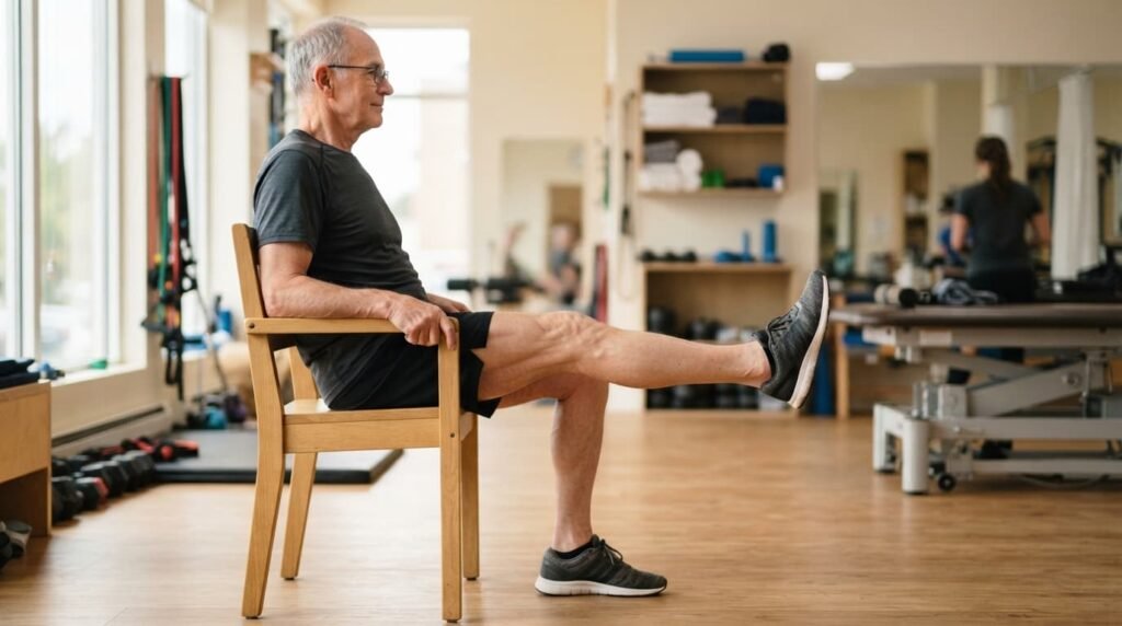 Senior Knee Strengthening Exercise in Physiotherapy Clinic