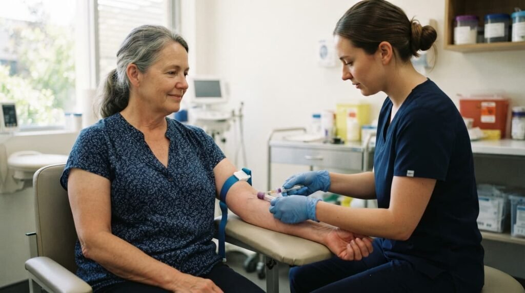 Blood collection step of PRP knee injection procedure