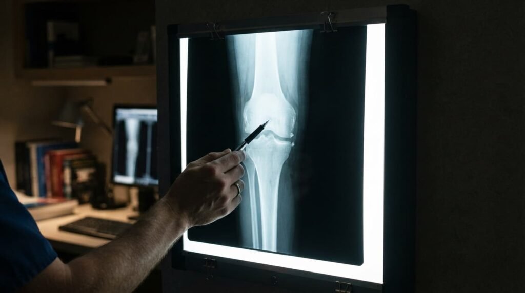 Knee X-ray Showing Osteoarthritis Joint Space Narrowing