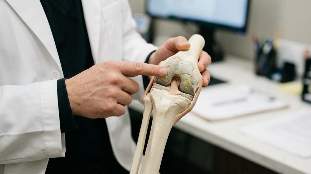 Knee Osteoarthritis Cartilage Wear Shown on an Anatomical Model